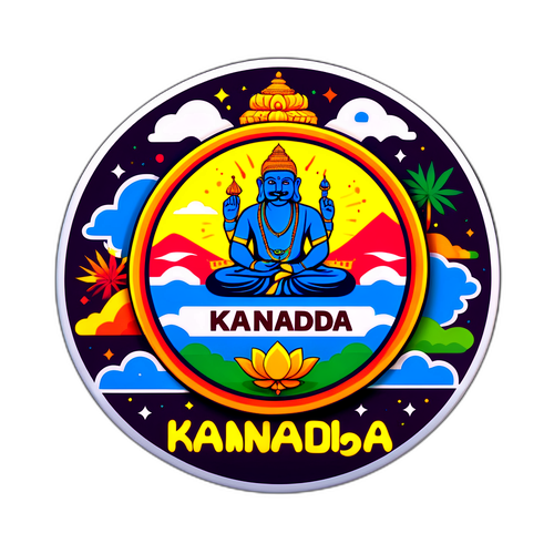 पारंपरिक कर्नाटकी प्रतीकों से भरा 'कन्नड़' का स्टिकर
