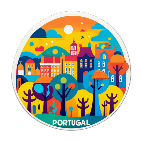 A portugál városkép színes stílusban