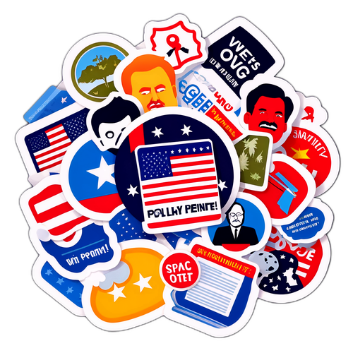 정부 정책에 대한 다양한 의견을 유머러스하게 표현한 스티커 디자인