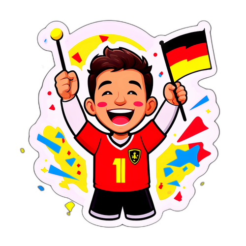 Blije fan die juicht voor het Belgische team