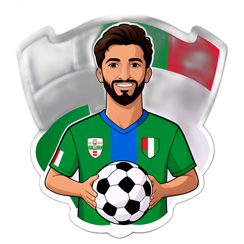 Un pallone da calcio con l'immagine di Filippo Galli circondato da bandiere italiane