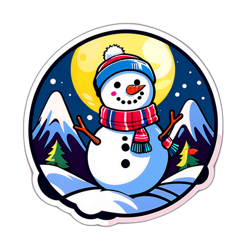 Kartun Bulan Penuh dan Manusia Salji