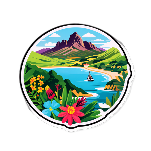 Een sticker die de natuurlijke schoonheid van Corsica vastlegt