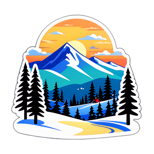 Χιονισμένο τοπίο με βουνά και δέντρα