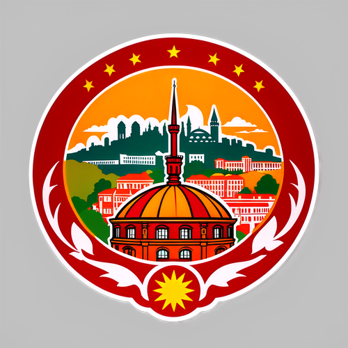 Galatasaray-emblemet med en ikonisk byggnad från Istanbul