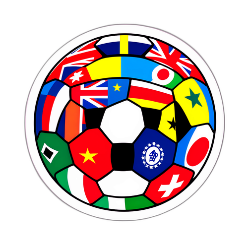 Hình dán tròn bóng đá với cờ các quốc gia