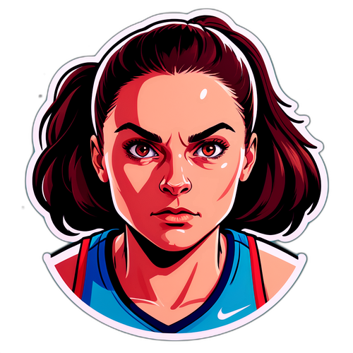 Ilustrație a unei sportive cu o expresie hotărâtă