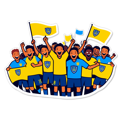 Ilustración divertida de una multitud en un partido Boca vs Lanús