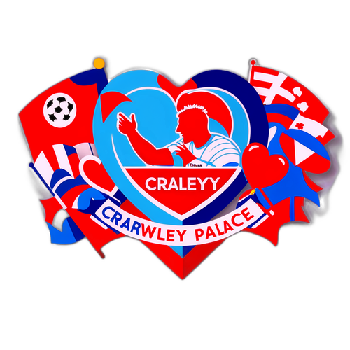 Crawley Town és Crystal Palace szurkolók szívvel és színes zászlókkal