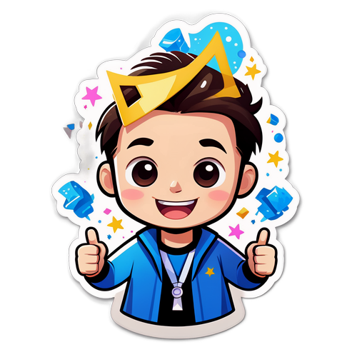 Uroczy rysunek Byd trzymającego trofeum