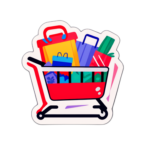 Colorful Shopping Cart Sticker
