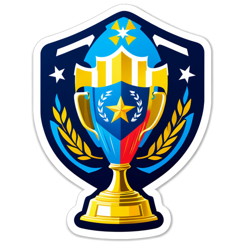 Diseño de sticker para la final de Liga MX, presentando el trofeo con los equipos América y Monterrey de fondo