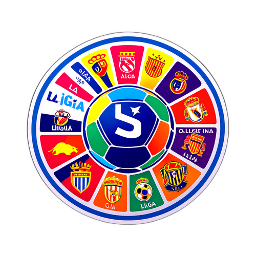 Яркая таблица Ла Лиги с командами в виде футболки или мяча