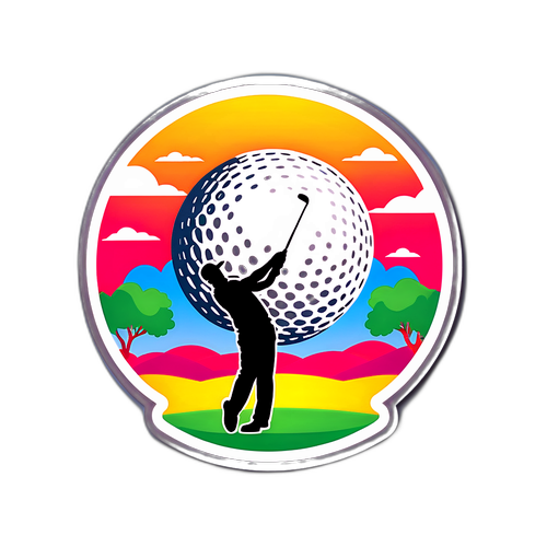 Bolang Golf na Lumilipad sa Likod ng Makulay na Takip-silim