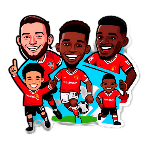 웨스트햄과 맨체스터 유나이티드의 만화 스타일 스티커