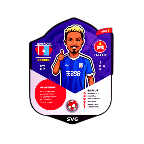 Sticker cu un infographic despre Transfermarkt