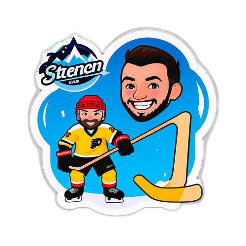 Samolepka Jaromíra Jágra se smilem a hokejkou