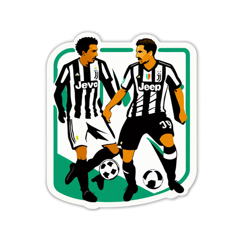 Artistieke Sticker van PSV en Juventus in een Spannende Wedstrijd