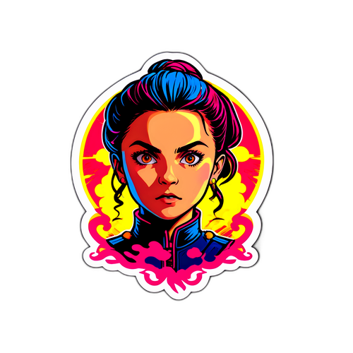 Ronda-teemainen tarra voimakkailla väreillä ja arvoituksellisella symboliikalla