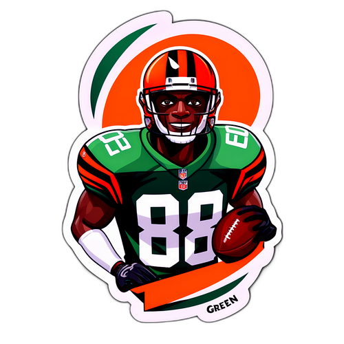 Sticker ng Football na may Pangalang A.J. Green na Para Bang Superhero