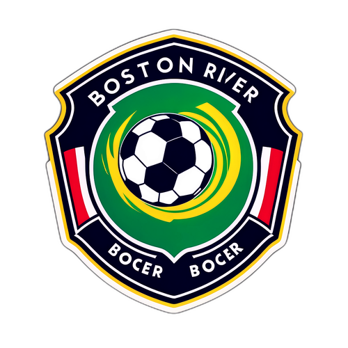 Escudo del Boston River en un fondo vibrante de fútbol