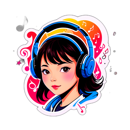 音樂元素設計耳機與音符