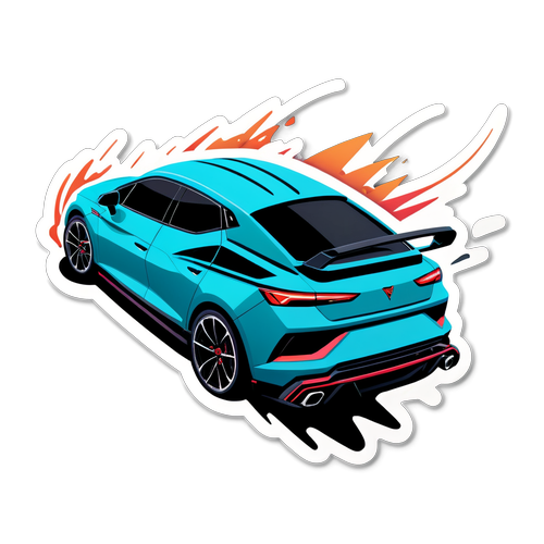 Stylový Cupra sticker s mocným sportovním autem v akci