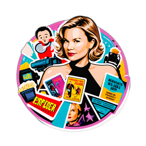 Renee Zellweger valmistelemassa roolia, elokuvamuistoja ympärillään