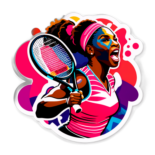 Portrait dynamique de Serena Williams avec motifs de victoire