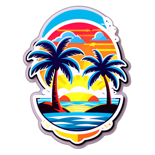 Autocollant Coloré Représentant Daytona Beach