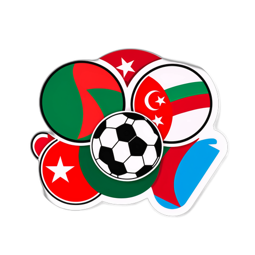 Stiker Bendera Nasional Bulgaria dan Turki dengan Elemen Sepak Bola