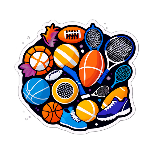 Playful Sports Equipment Sticker