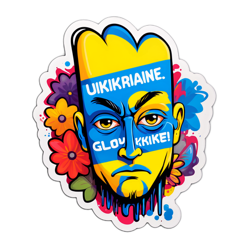 Емоційний наліпка з написом "Слава Україні!" в стилі графіті