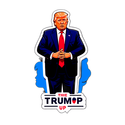 Autocolant cu Donald Trump în timpul unui discurs