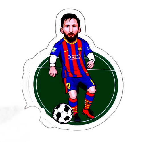 Autocolant cu Messi pe teren de fotbal