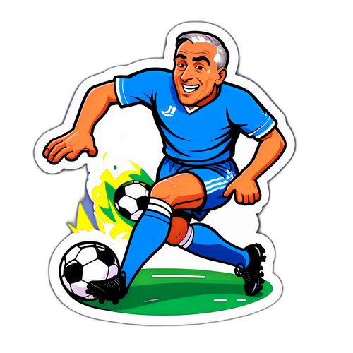Rappresentazione cartoon di un calciatore in azione