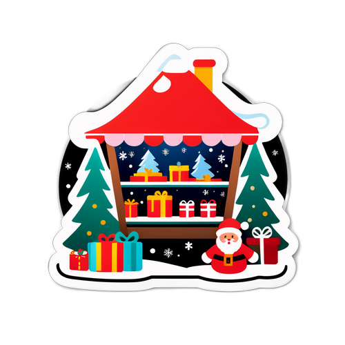 Vytvořte design vánočního samolepky s stánky a dárky