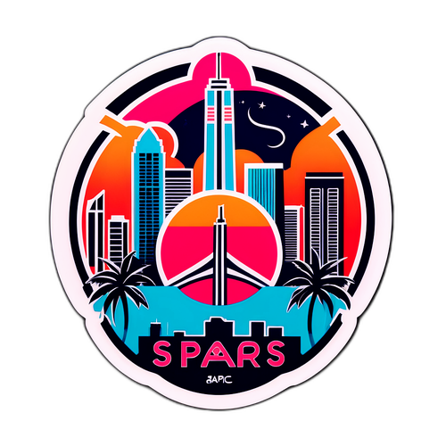 Stiker Bergaya Menampilkan Skyline Miami dan Logo PSG