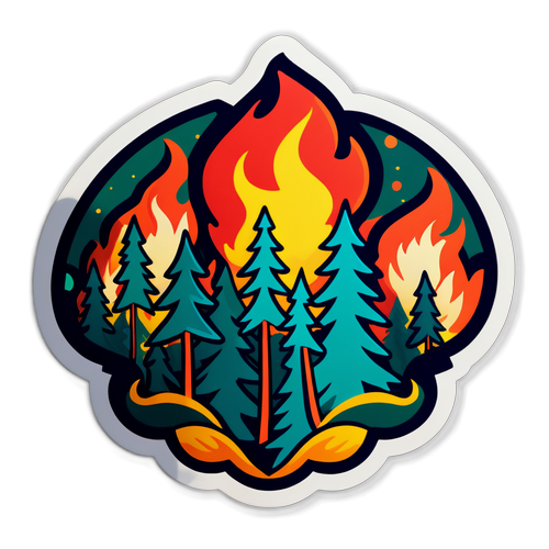 Graphique inspirant d'un feu de forêt avec des éléments de protection de l'environnement