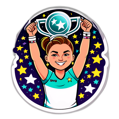 Pegatina de Aryna Sabalenka levantando un trofeo