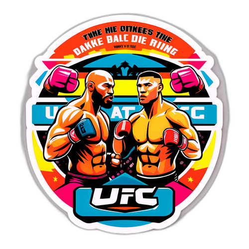 UFC Motivationszitate mit bunten Grafiken von Kämpfern im Ring