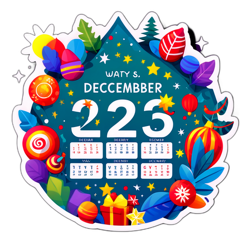 Sticker Kalender Dekoratif Desember 2025