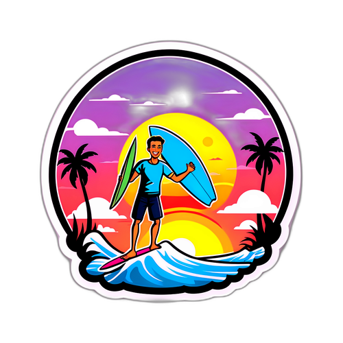 Playful Surfing Sticker