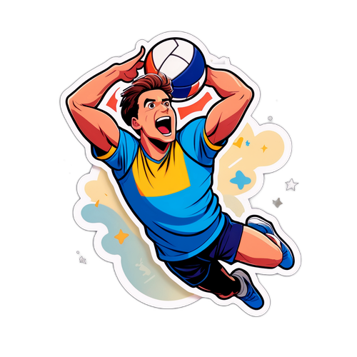 Motiverande Klistermärke: Volleybollhopp