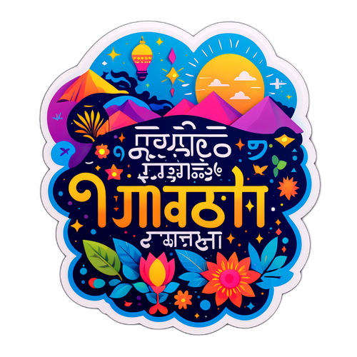 प्रेरणादायक मराठी म्हणींचा स्टिकर डिझाइन
