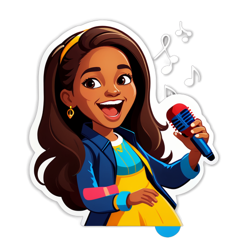 Fröhlicher Sticker von Inka Bause beim Singen