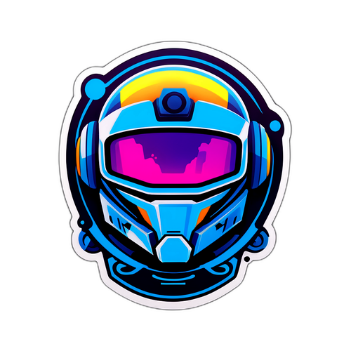 Un adhesivo que celebra el evento 0223 con un diseño futurista y tecnología avanzada