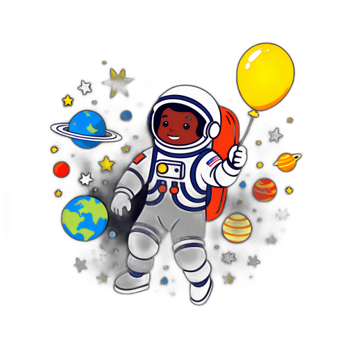 Joyful Astronaut with Earth Balloon