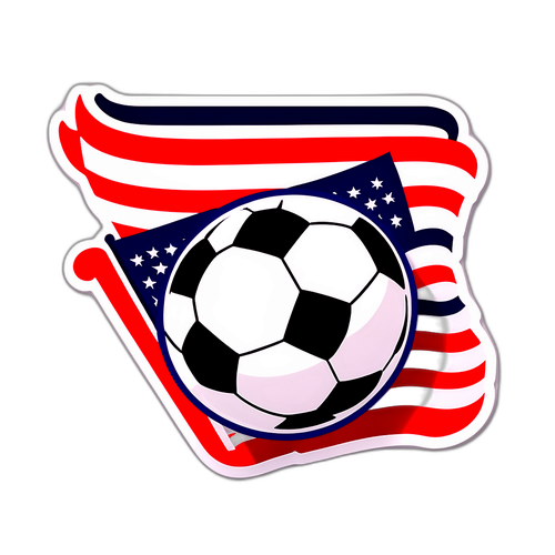 Adesivo do Rio de Boston com uma bola de futebol e uma bandeira