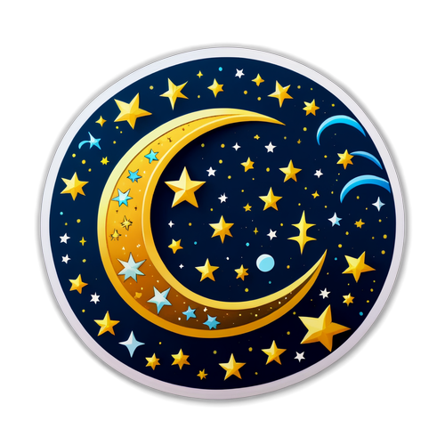 Émerveillez-vous avec ce Sticker Céleste: Croissants de Lune et Étoiles Filantes Magiques!